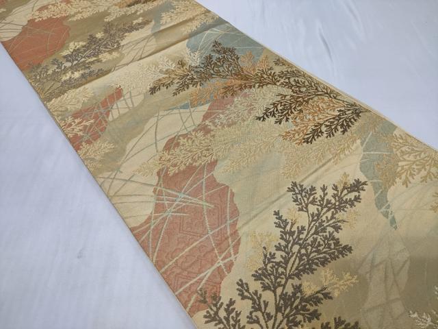 平和屋着物◎六通柄袋帯 草木文 金糸 正絹 逸品 CABC6050vf