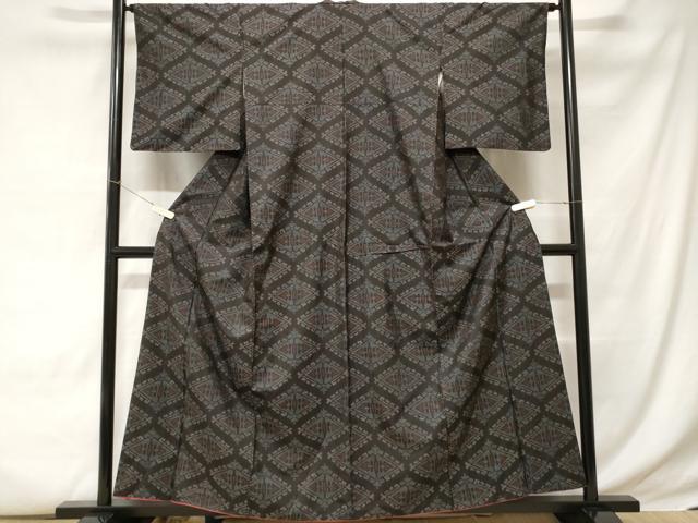平和屋着物■本場大島紬 菱文 正絹 逸品 CABC6065ev