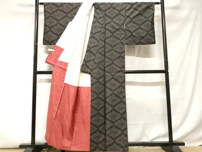 平和屋着物■本場大島紬 菱文 正絹 逸品 CABC6065ev