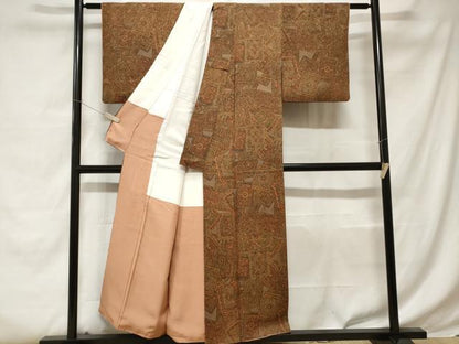 平和屋着物■上質な小紋 色紙重ね草花文 正絹 逸品 CABC6068ev
