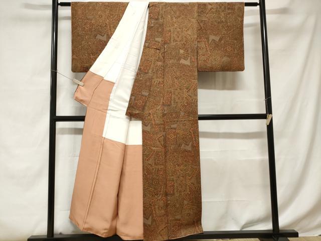平和屋着物■上質な小紋 色紙重ね草花文 正絹 逸品 CABC6068ev