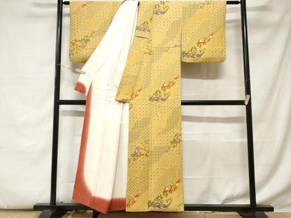 平和屋着物■上質な小紋 道長吉祥草花文 暈し染め 正絹 逸品 CABC6069ev