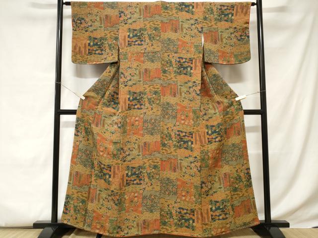 平和屋着物■上質な小紋 吉祥藤花房花文 暈し染め 鬼しぼ縮緬 正絹 逸品 未使用 CABC6074ev