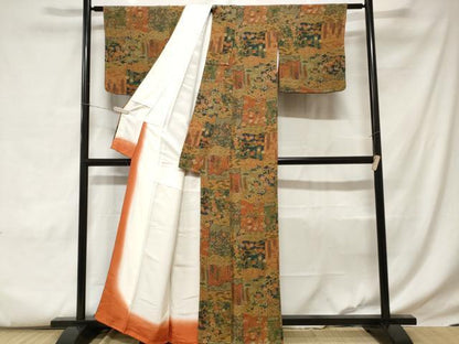平和屋着物■上質な小紋 吉祥藤花房花文 暈し染め 鬼しぼ縮緬 正絹 逸品 未使用 CABC6074ev