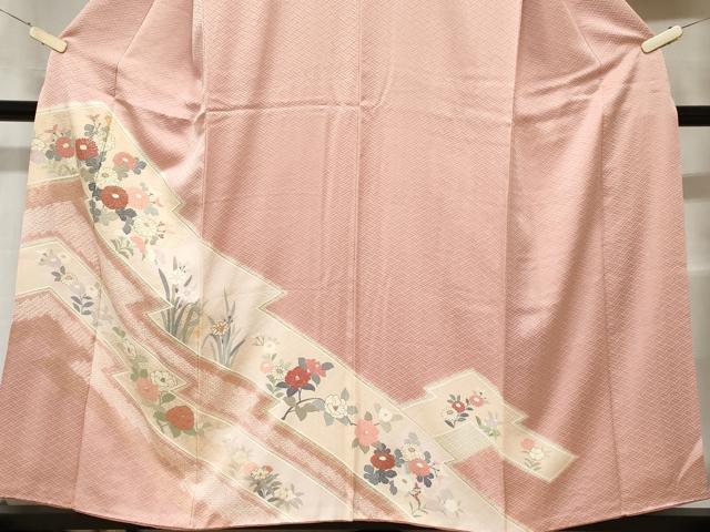 平和屋着物■訪問着 絞り 道長枝花文 金彩 正絹 逸品 CABC6080ev