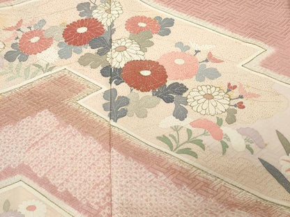 平和屋着物■訪問着 絞り 道長枝花文 金彩 正絹 逸品 CABC6080ev