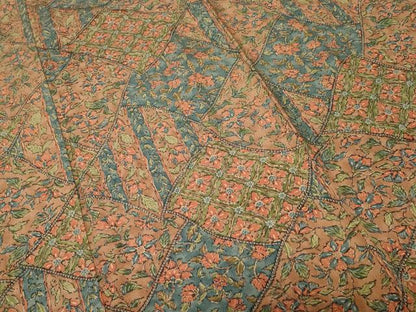 平和屋着物■上質な小紋 切嵌更紗花文 正絹 逸品 CABC6088ev