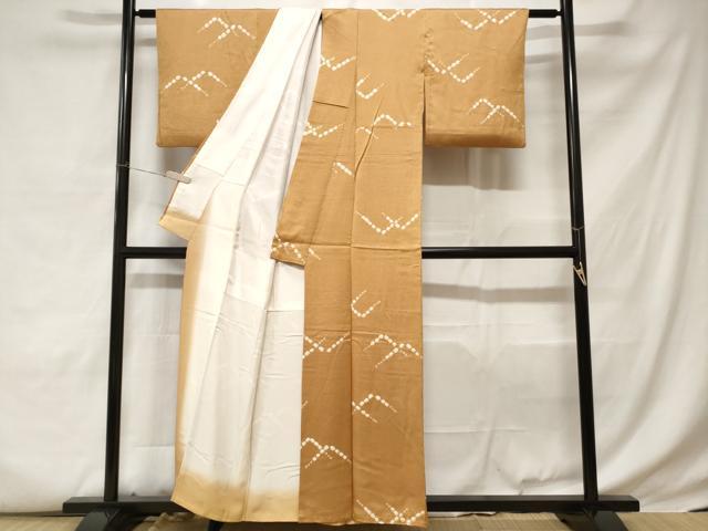 平和屋着物■上質な小紋 絞り 遠山文 正絹 逸品 CABC6118ev