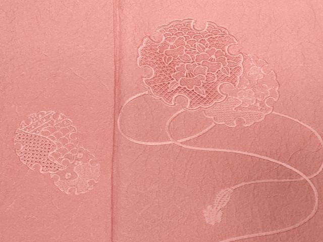 平和屋着物■中国三大刺繍 スワトウ刺繍 訪問着 色無地 雪輪重ね花地紋 紅梅色 正絹 逸品 CABC6125ev