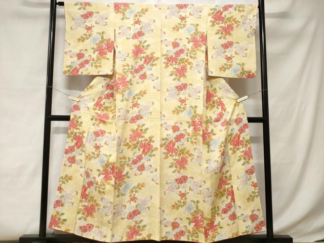 平和屋着物■上質な小紋 草花文 暈し染め 正絹 逸品 CABC6147ev