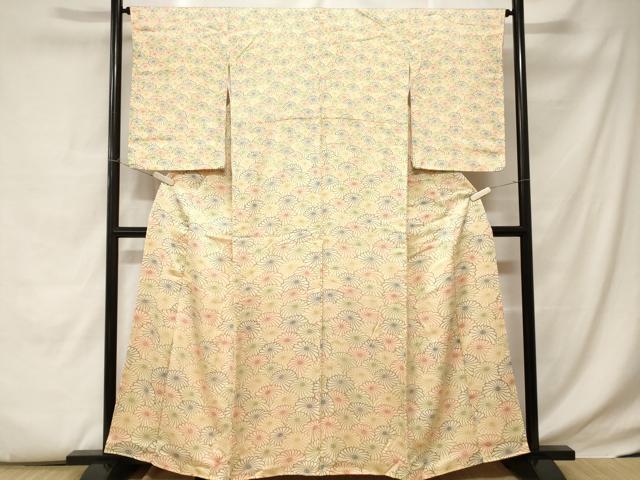 平和屋着物■上質な小紋　菊文　正絹　逸品　CABC6153ev