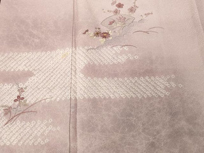 平和屋着物■訪問着 刺繍 絞り 地紙枝花文 金糸 やまと誂製 正絹 逸品 CABC6155ev