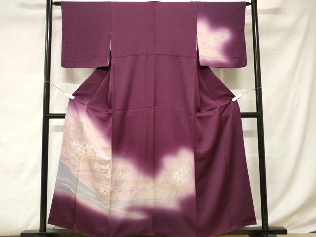平和屋着物■訪問着 流水枝花文 暈し染め 正絹 逸品 CABC6171ev