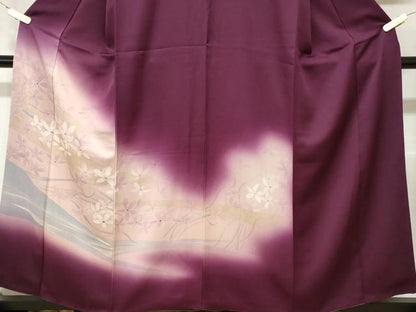 平和屋着物■訪問着 流水枝花文 暈し染め 正絹 逸品 CABC6171ev