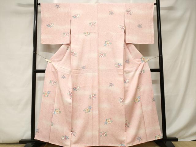 平和屋着物■上質な小紋 舞花文 暈し染め 正絹 逸品 CABC6176ev