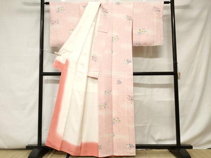 平和屋着物■上質な小紋 舞花文 暈し染め 正絹 逸品 CABC6176ev