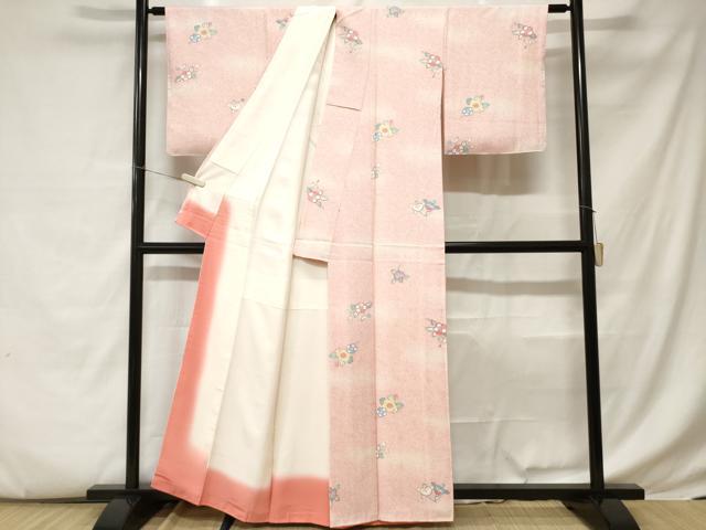 平和屋着物■上質な小紋 舞花文 暈し染め 正絹 逸品 CABC6176ev