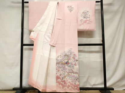 平和屋着物■訪問着 草花文 暈し染め 金彩 正絹 逸品 CABC6185ev