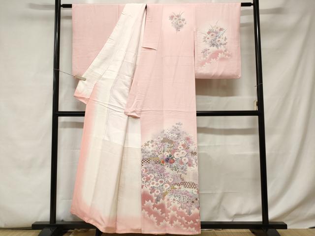 平和屋着物■訪問着 草花文 暈し染め 金彩 正絹 逸品 CABC6185ev