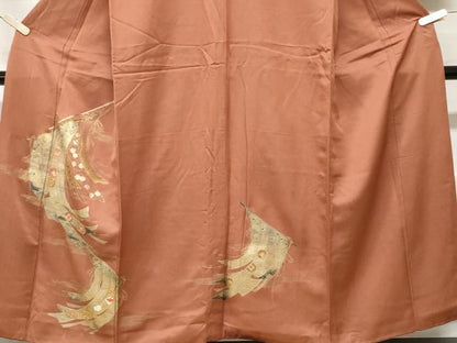 平和屋着物■訪問着 刺繍 几帳花蝶丸文 暈し染め 金彩 正絹 逸品 CABC6210ev
