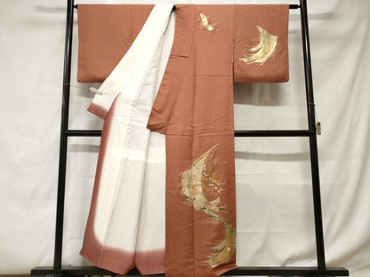 平和屋着物■訪問着 刺繍 几帳花蝶丸文 暈し染め 金彩 正絹 逸品 CABC6210ev