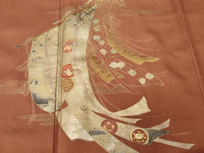 平和屋着物■訪問着 刺繍 几帳花蝶丸文 暈し染め 金彩 正絹 逸品 CABC6210ev