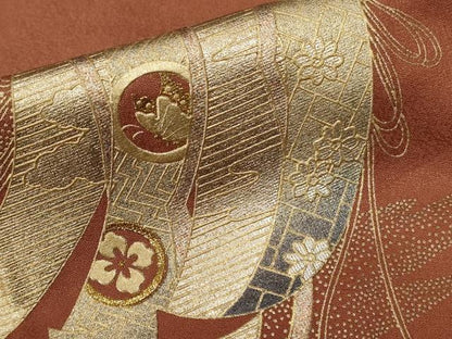 平和屋着物■訪問着 刺繍 几帳花蝶丸文 暈し染め 金彩 正絹 逸品 CABC6210ev