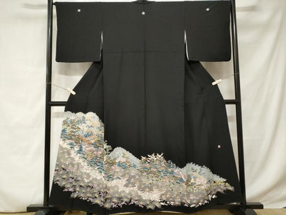 平和屋着物■豪華黒留袖　作家物　風景文　正絹　逸品　CABC6218ev