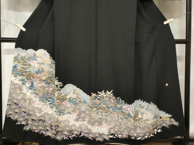 平和屋着物■豪華黒留袖　作家物　風景文　正絹　逸品　CABC6218ev