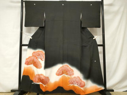 平和屋着物■豪華黒留袖　枝葉文　暈し染め　金銀彩　正絹　逸品　CABC6219ev