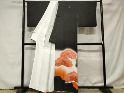 平和屋着物■豪華黒留袖　枝葉文　暈し染め　金銀彩　正絹　逸品　CABC6219ev