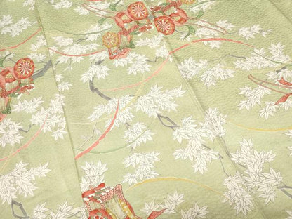 平和屋着物■上質な小紋 雪芝御所車枝楓文 正絹 逸品 CABC6221ev