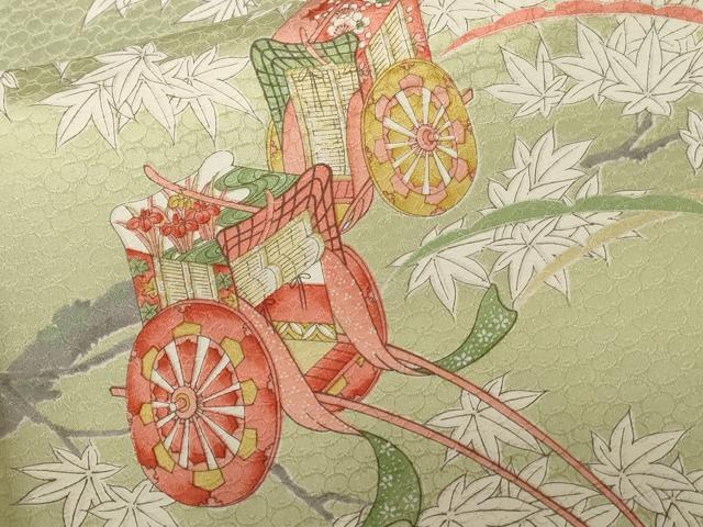 平和屋着物■上質な小紋 雪芝御所車枝楓文 正絹 逸品 CABC6221ev