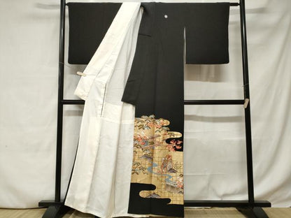 平和屋着物■豪華黒留袖　駒刺繍　御所解文　暈し染め　正絹　逸品　CABC6228ev