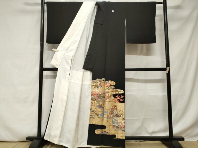平和屋着物■豪華黒留袖　駒刺繍　御所解文　暈し染め　正絹　逸品　CABC6228ev