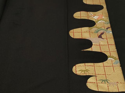 平和屋着物■豪華黒留袖　駒刺繍　御所解文　暈し染め　正絹　逸品　CABC6228ev