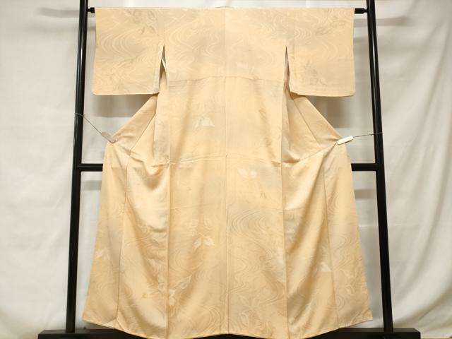 平和屋着物■上質な小紋 地紋起こし 流水舞葉文 暈し染め 正絹 逸品 CABC6229ev
