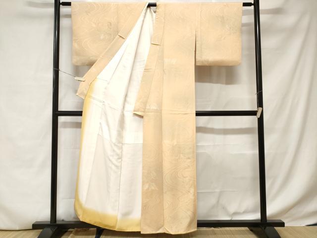 平和屋着物■上質な小紋 地紋起こし 流水舞葉文 暈し染め 正絹 逸品 CABC6229ev