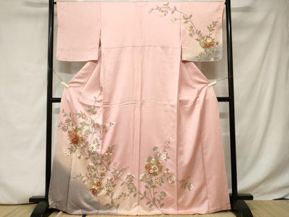 平和屋着物■訪問着 更紗枝花丸文 暈し染め 金彩 正絹 逸品 CABC6230ev