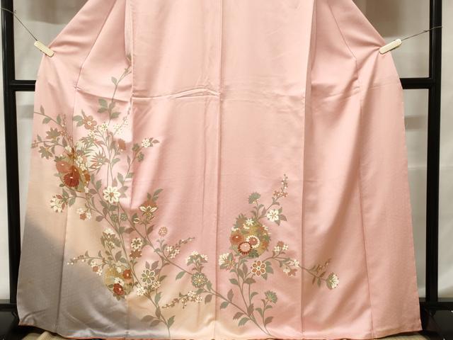 平和屋着物■訪問着 更紗枝花丸文 暈し染め 金彩 正絹 逸品 CABC6230ev