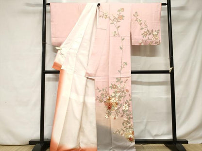 平和屋着物■訪問着 更紗枝花丸文 暈し染め 金彩 正絹 逸品 CABC6230ev