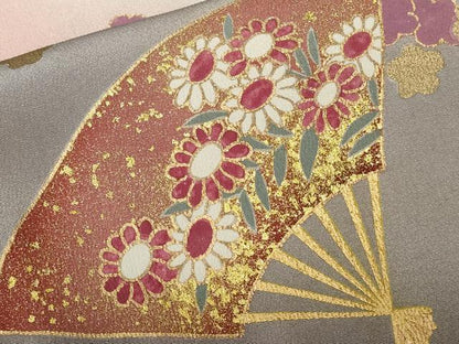 平和屋着物■豪華黒留袖　作家物　流水扇面飛鶴花文　暈し染め　金彩　正絹　逸品　CABC6232ev