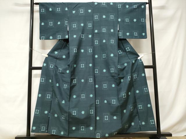平和屋着物■上質な紬　十字絣文様　正絹　逸品　CABC6246ev