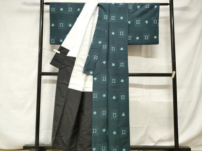 平和屋着物■上質な紬　十字絣文様　正絹　逸品　CABC6246ev