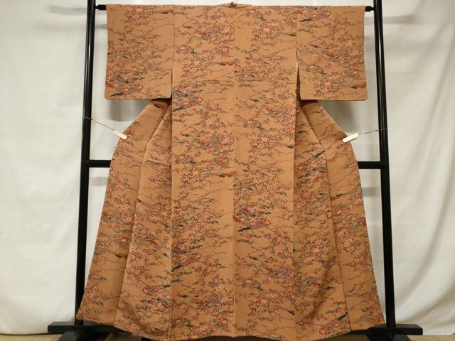 平和屋着物■上質な小紋 風景文 鬼しぼ縮緬 正絹 逸品 CABC6263ev