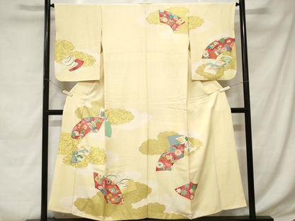 平和屋着物■訪問着 地紙花蝶文 暈し染め 金彩 正絹 逸品 CABC6276ev
