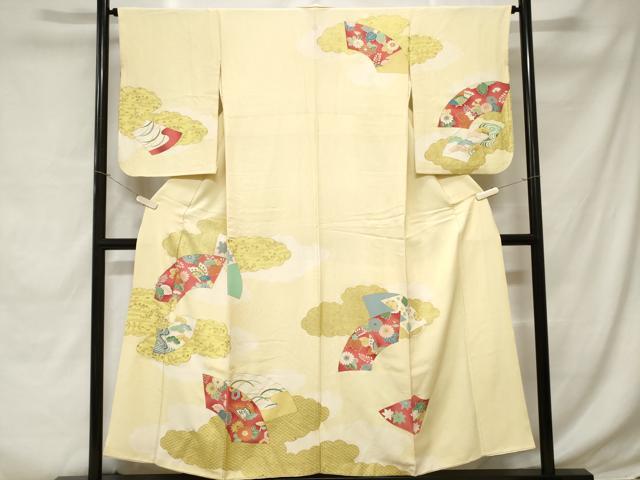 平和屋着物■訪問着 地紙花蝶文 暈し染め 金彩 正絹 逸品 CABC6276ev