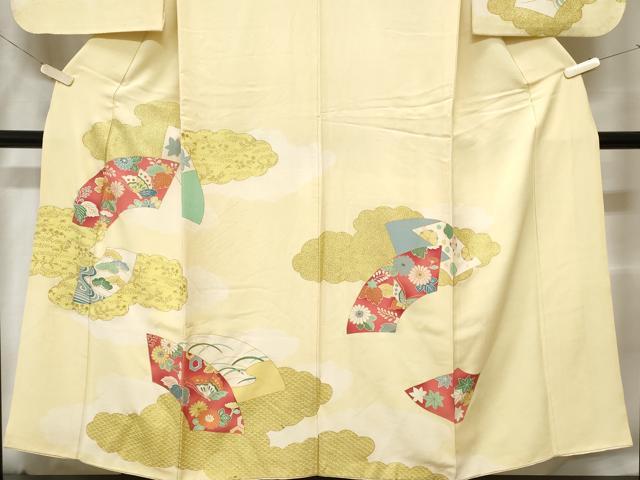 平和屋着物■訪問着 地紙花蝶文 暈し染め 金彩 正絹 逸品 CABC6276ev