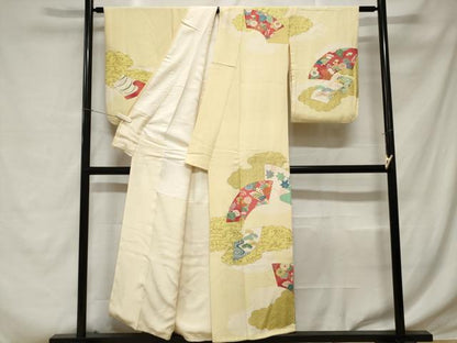 平和屋着物■訪問着 地紙花蝶文 暈し染め 金彩 正絹 逸品 CABC6276ev