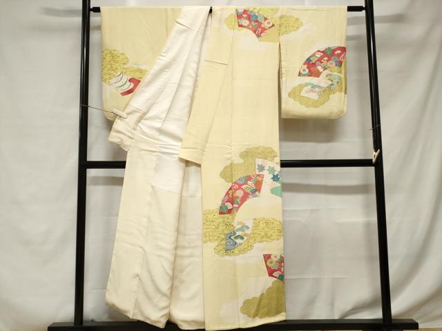平和屋着物■訪問着 地紙花蝶文 暈し染め 金彩 正絹 逸品 CABC6276ev